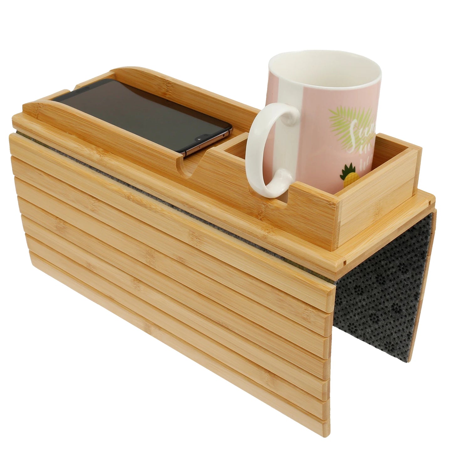 Bamboo Couch Cup Holder Tray
