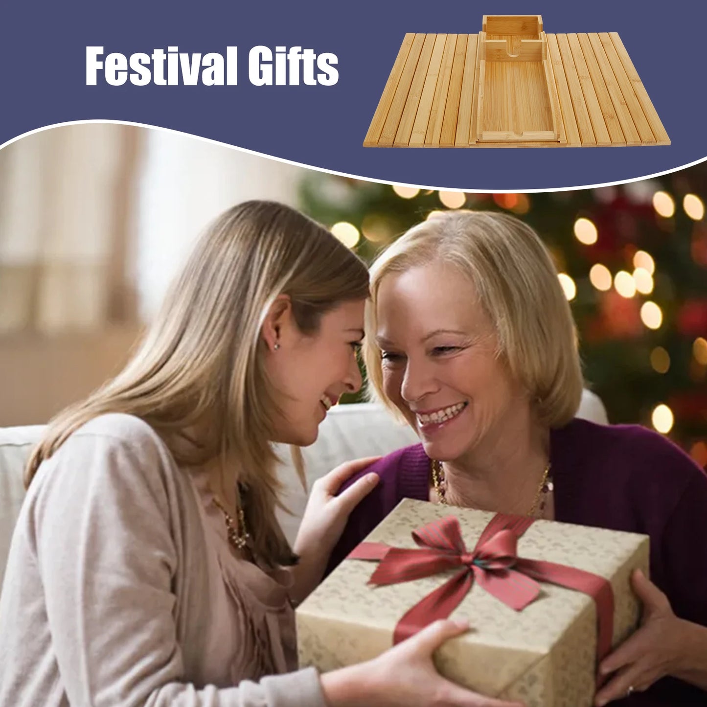 Bamboo Couch Cup Holder Tray