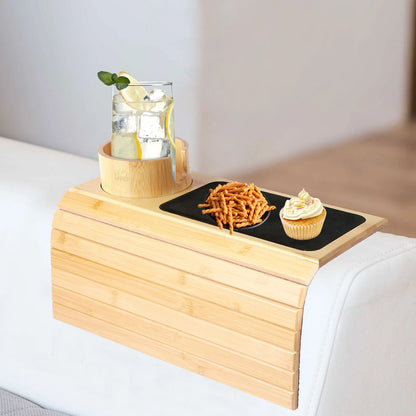 Bamboo Couch Cup Holder Tray