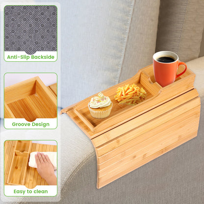 Bamboo Couch Cup Holder Tray