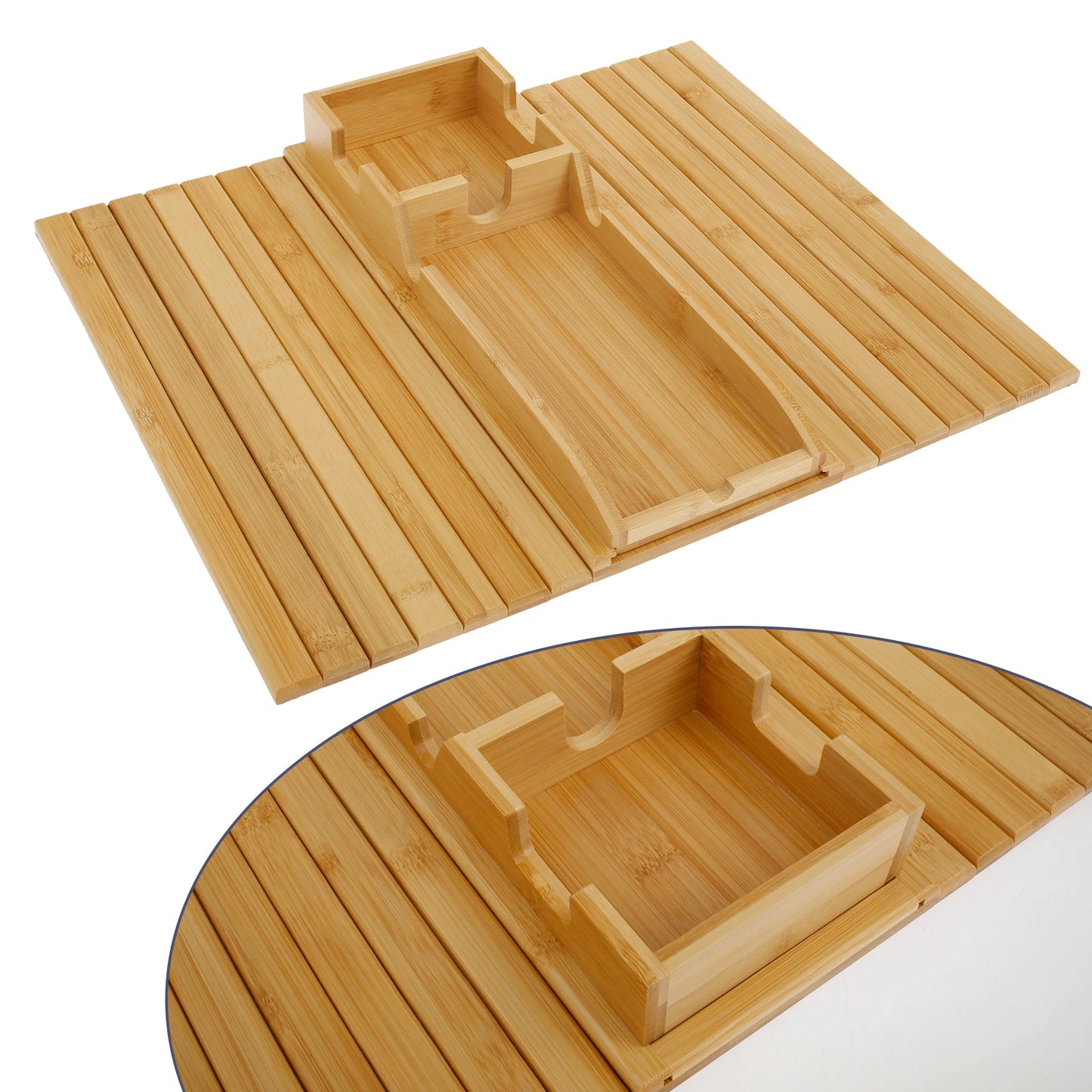 Bamboo Couch Cup Holder Tray