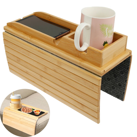 Bamboo Couch Cup Holder Tray